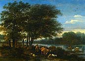 A Brosky River Landscape with Herders and Animals